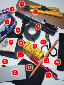 Materials used in the original 120 Matchbox Pinhole Camera.